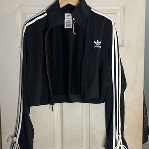 Adidas Cropped Tie Sleeve Zip Up